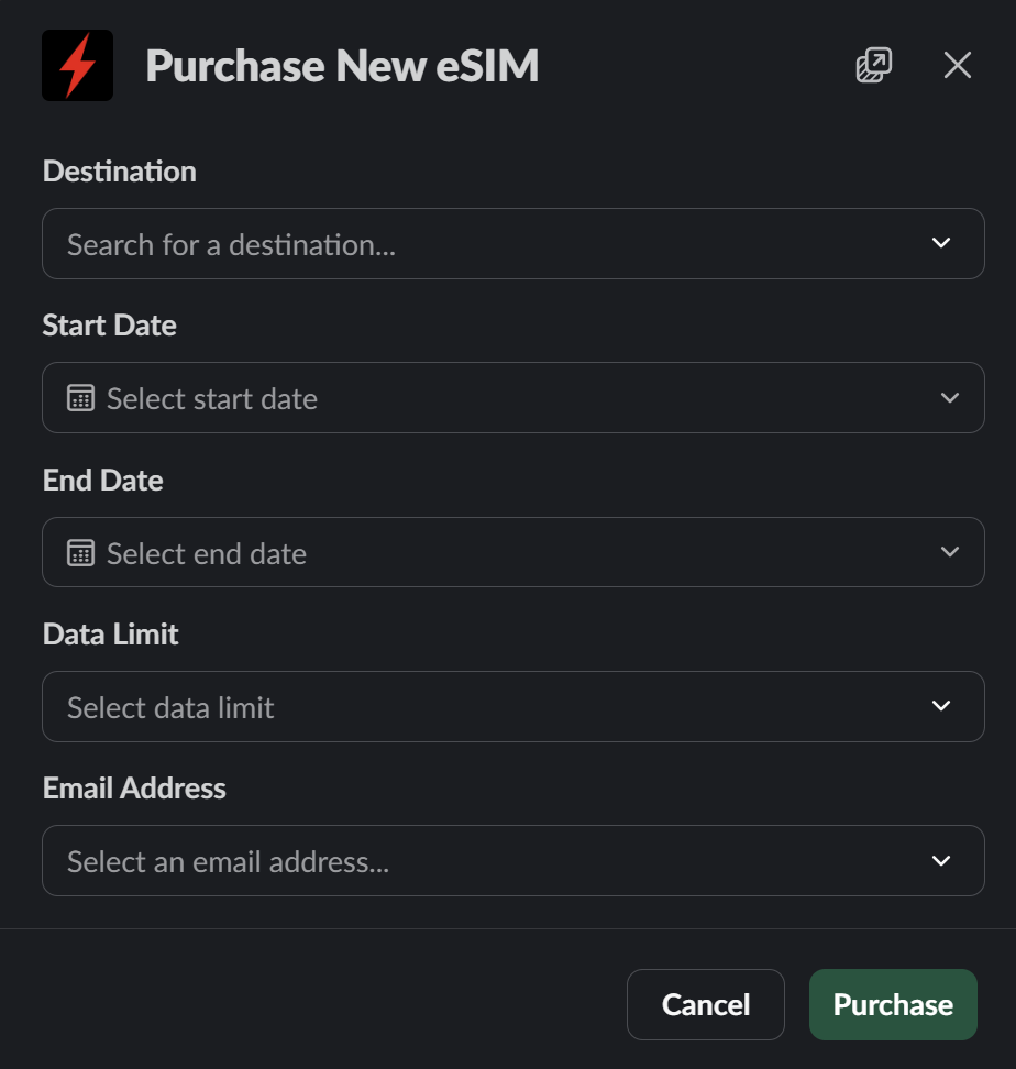 Purchase form