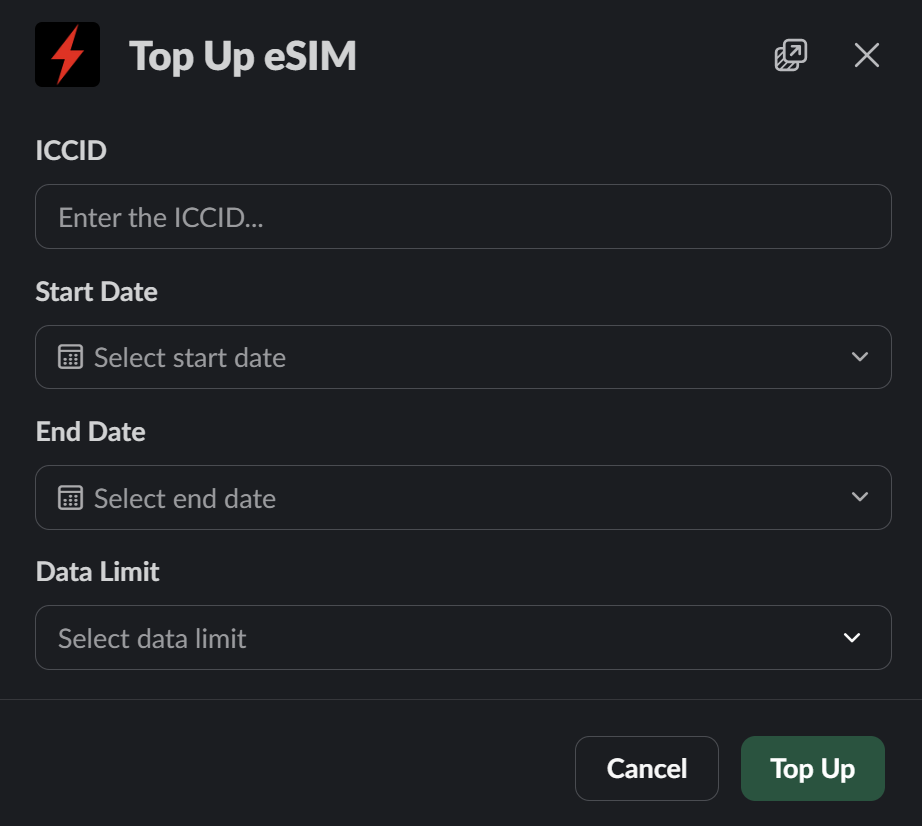 Top Up form