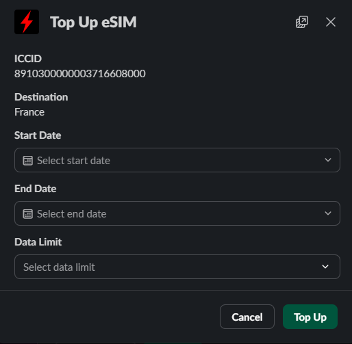 Top Up Modal