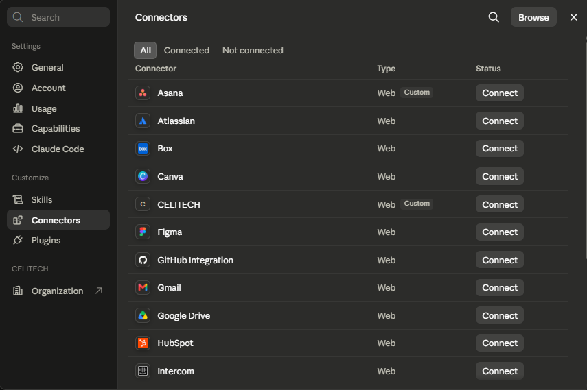 CELITECH already listed in a member's connectors list